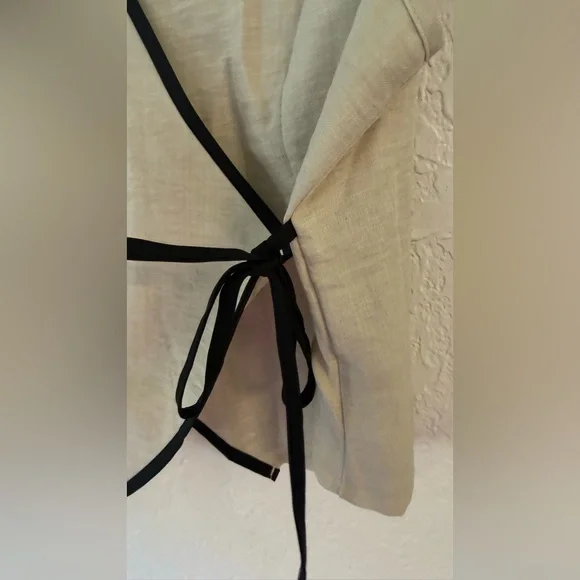 SHEIN Curve 0XL Linen-Look 2-Piece Set - Asymmetrical Wrap Vest & Wide-Leg Pants - Picture 10 of 14